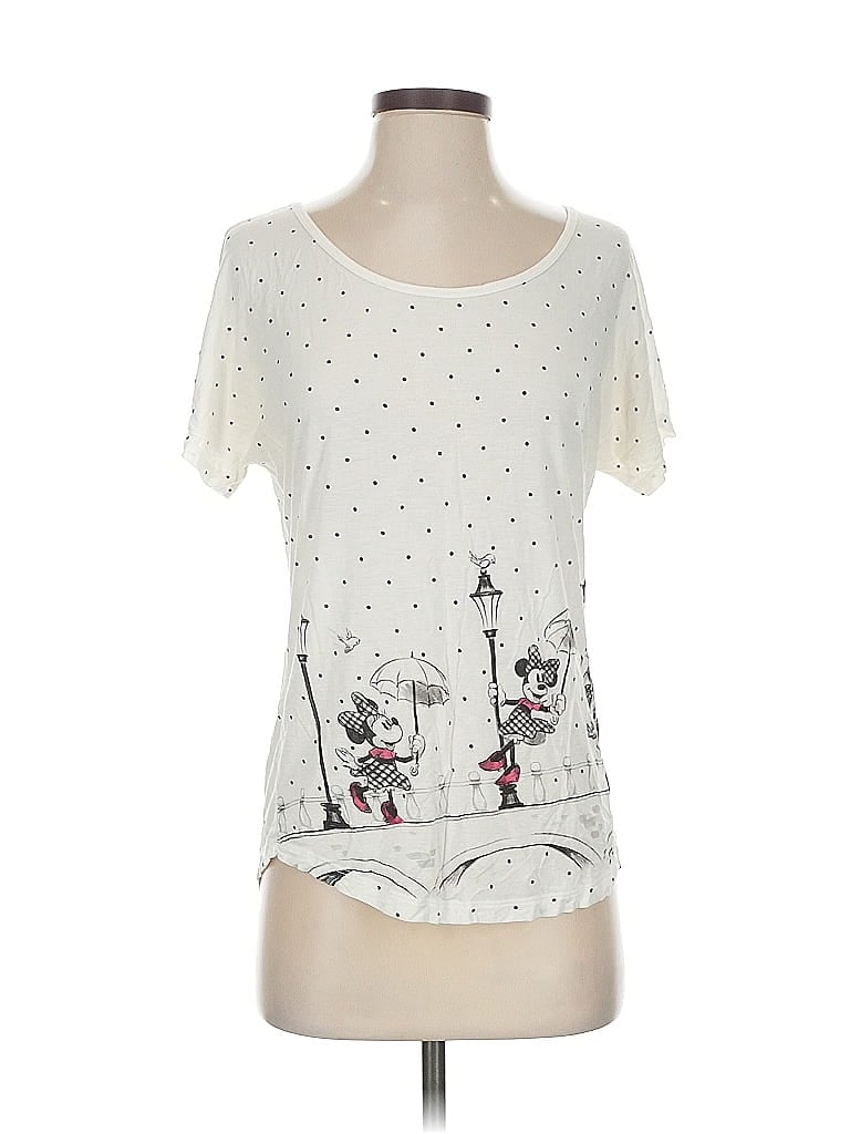 Disney Parks Polka Dots Ivory Short Sleeve T-Shirt Size S - photo 1