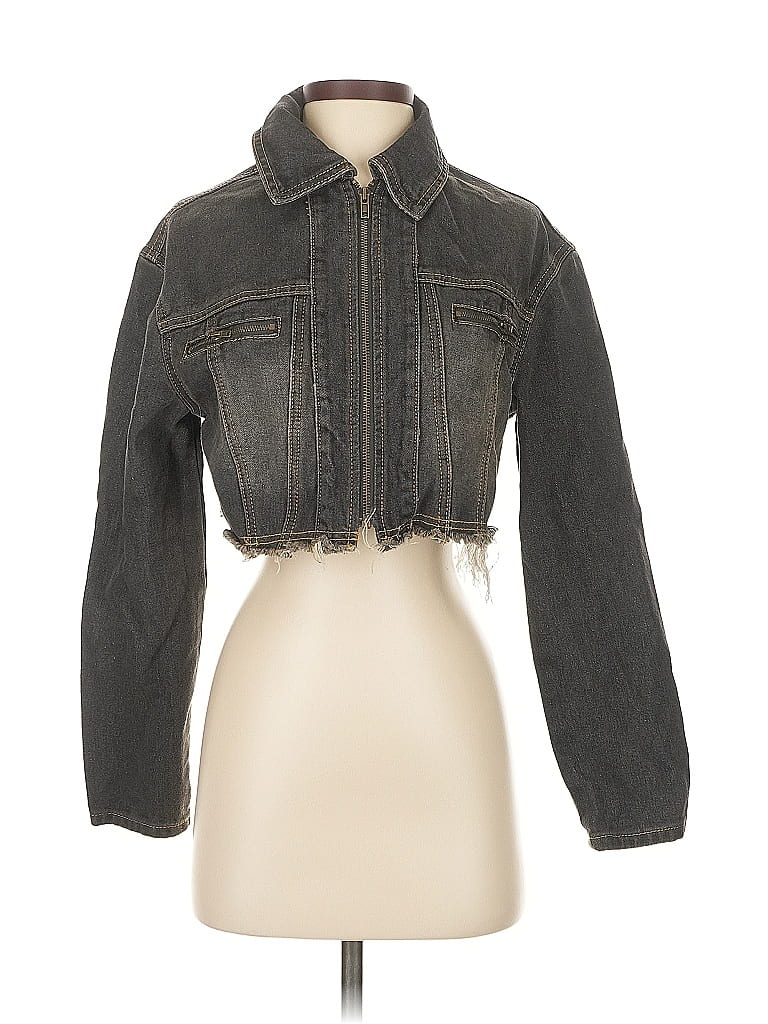 Pre-owned Prettylittlething Denim Jacket In Gray