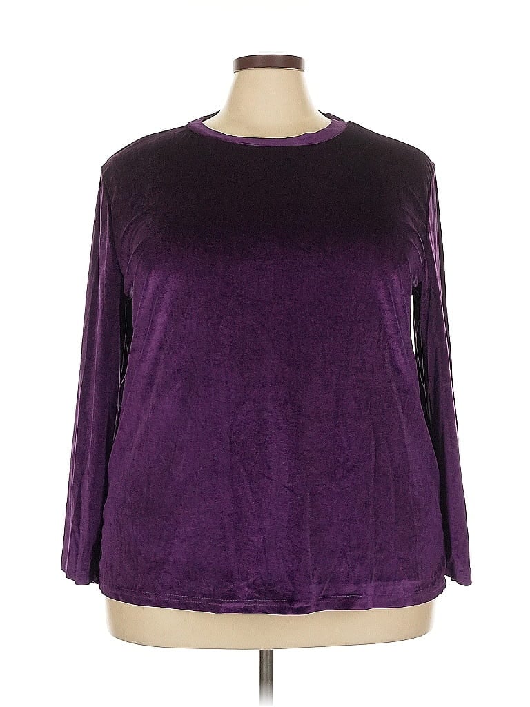 Pre-owned Unbranded Long Sleeve Top Purple Boatneck Tops