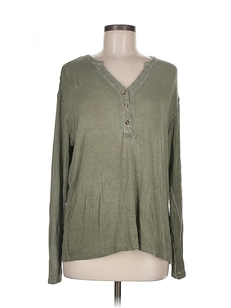 Pre-owned C&c California Long Sleeve Henley Shirt In Green