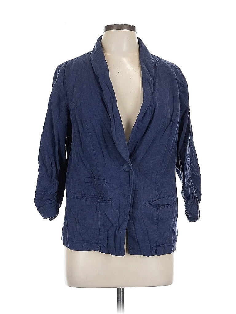 Pre-owned Torrid 3/4 Sleeve Button Down Shirt In Blue