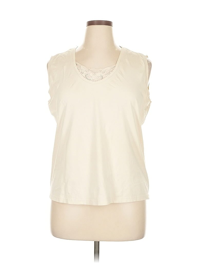 Pre-owned Basler Sleeveless Top Ivory Keyhole Neckline Tops In White