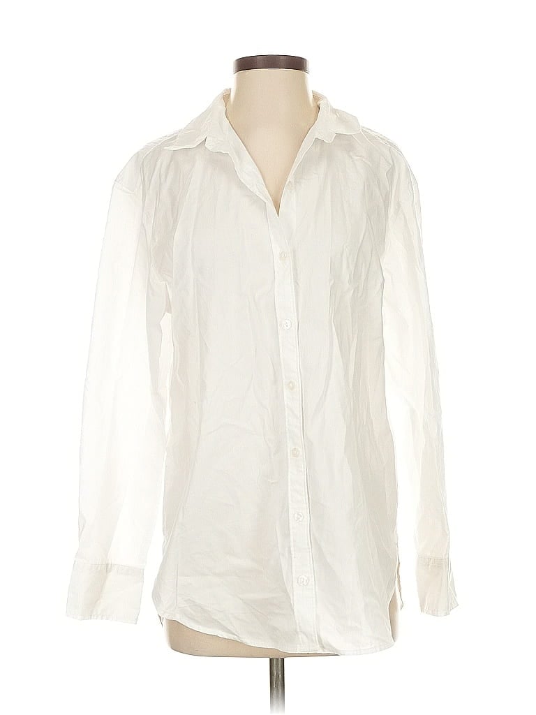 Pre-owned Abercrombie & Fitch Long Sleeve Button Down Shirt In White
