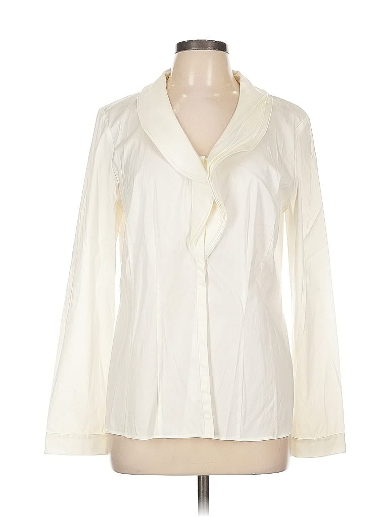 Pre-owned Lafayette 148 Long Sleeve Blouse In White