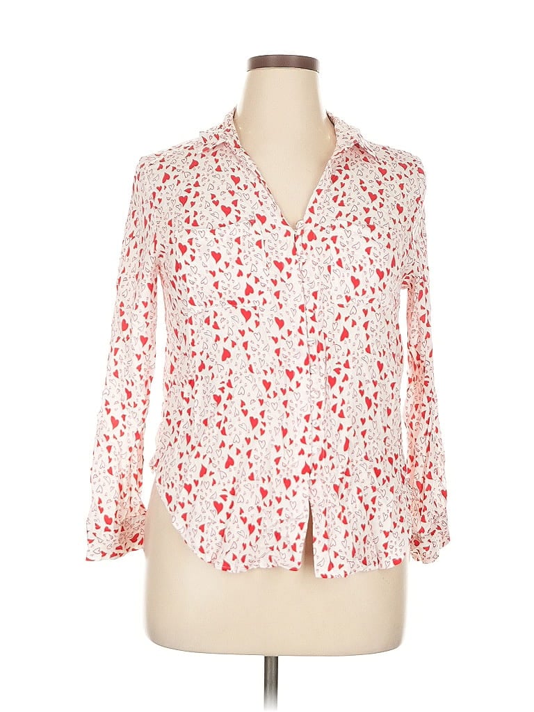 Velvet Heart 100% Rayon Hearts Red 3/4 Sleeve Blouse Size XL - photo 1