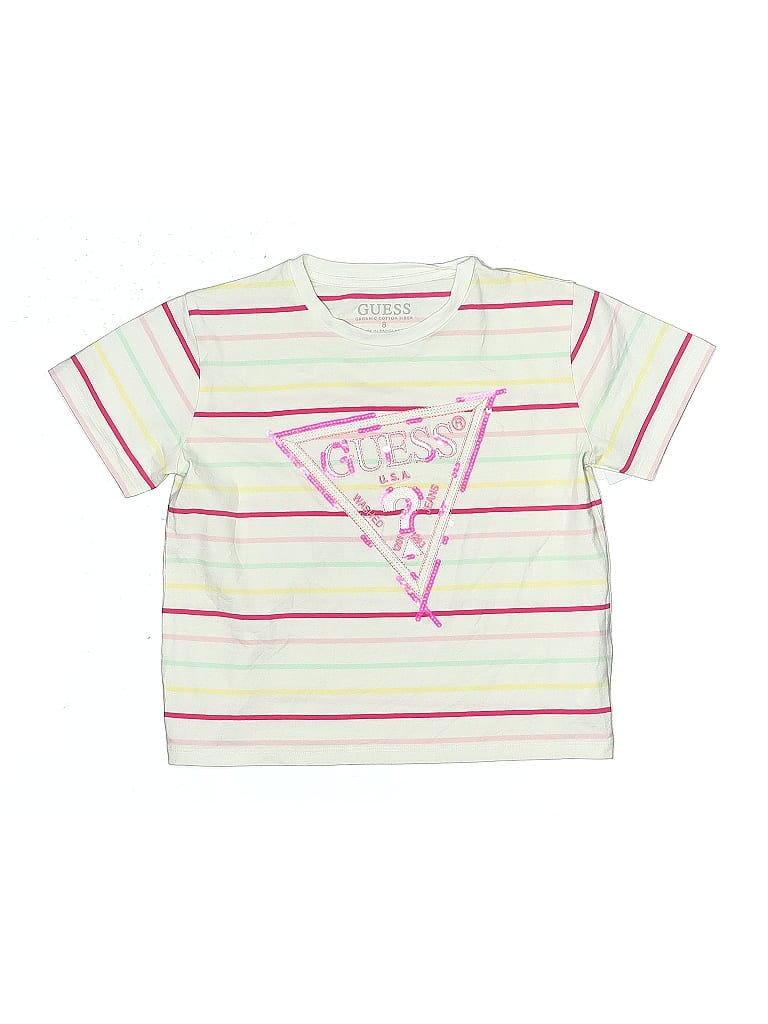Pre-owned Guess Kids' Short Sleeve Top Pink Crew Neck Tops