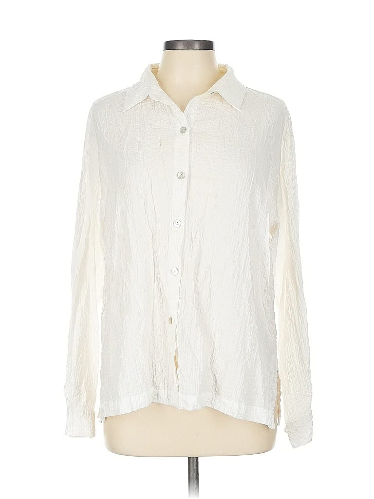Chico's Design Ivory Long Sleeve Button-Down Shirt Size Lg (2) - photo 1