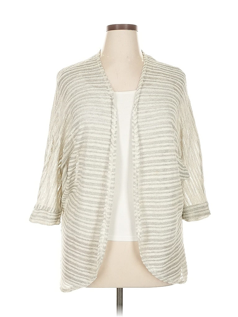 Pre-owned Ab Studio Cardigan Sweater In White