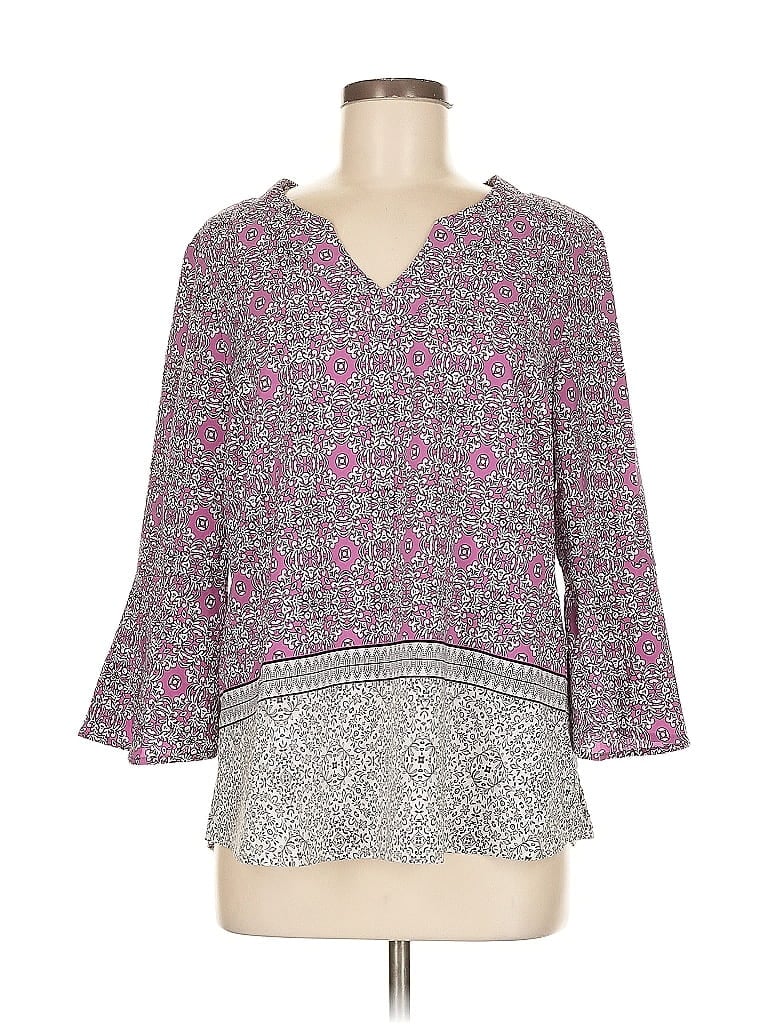 Pre-owned Dana Buchman 3/4 Sleeve Blouse In Gray