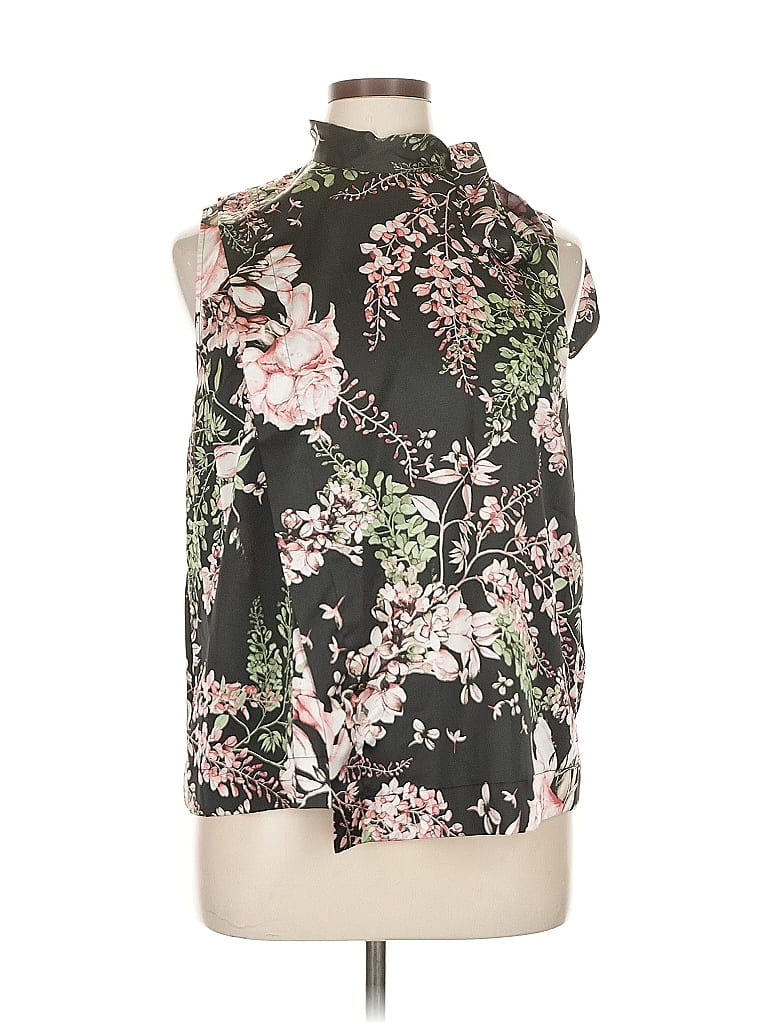 RACHEL Rachel Roy 100% Polyester Floral Black Sleeveless Blouse Size XL - photo 1