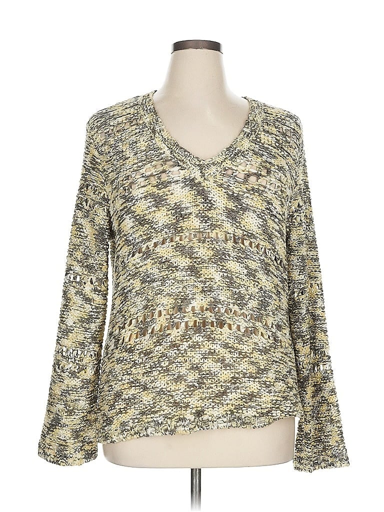 Pre-owned Chico's Pullover Sweater In Gold