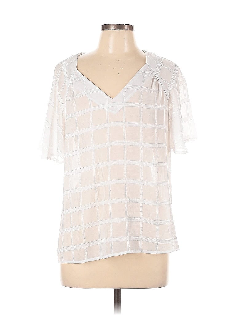Counterparts 100% Polyester White Short Sleeve Blouse Size L - photo 1