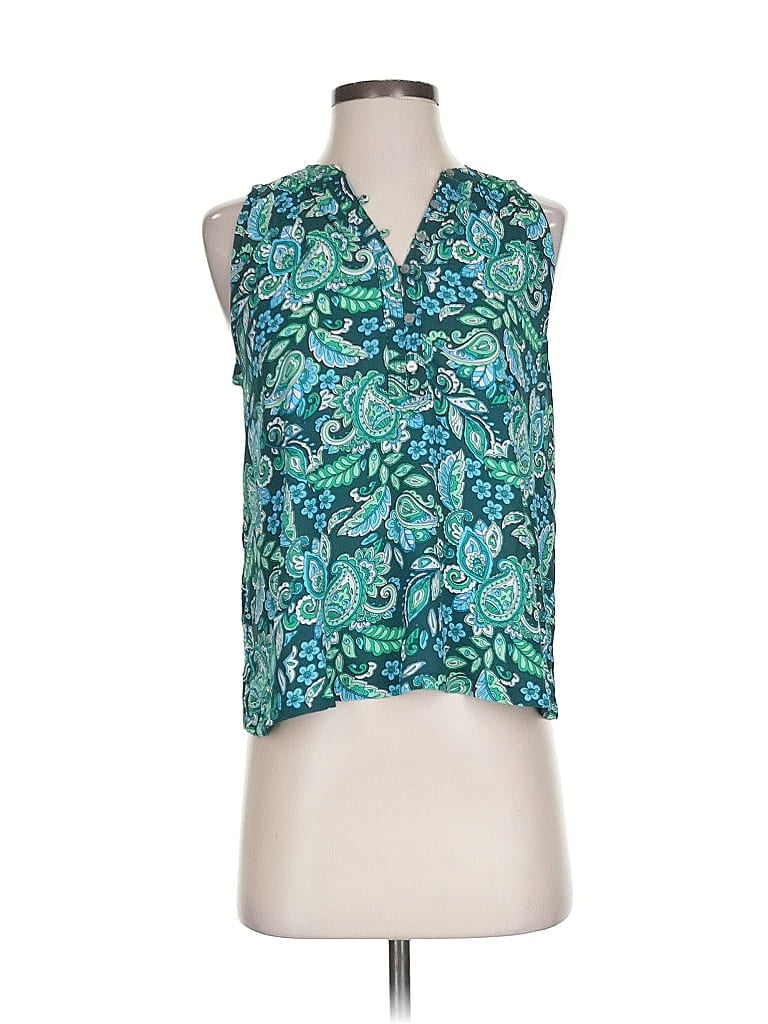 Pre-owned Ann Taylor Loft Tank Top Teal Halter Neckline Tops In Blue