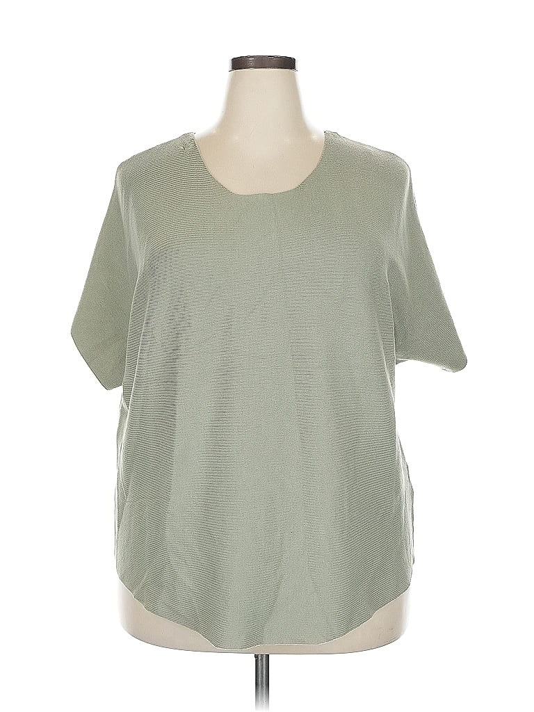 Pre-owned M Magaschoni Short Sleeve Top Green Crew Neck Tops