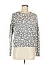 Aqua 100% Cashmere Animal Print Gray Cashmere Pullover Sweater Size M - photo 1