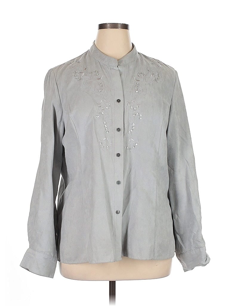 Pre-owned Sag Harbor Long Sleeve Blouse In Gray
