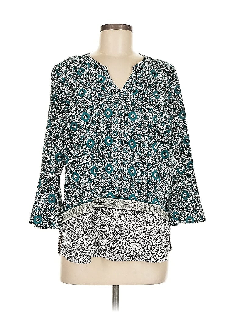 Pre-owned Dana Buchman 3/4 Sleeve Blouse In Blue