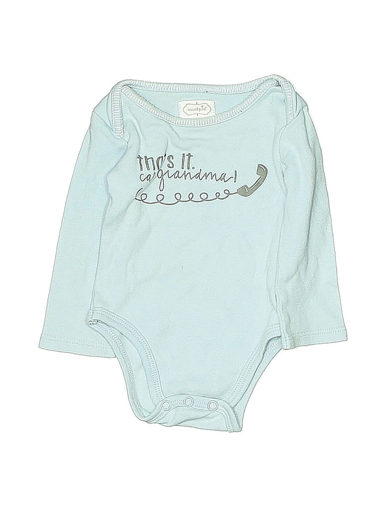 Pre-owned Mud Pie Babies' Long Sleeve Onesie In Blue