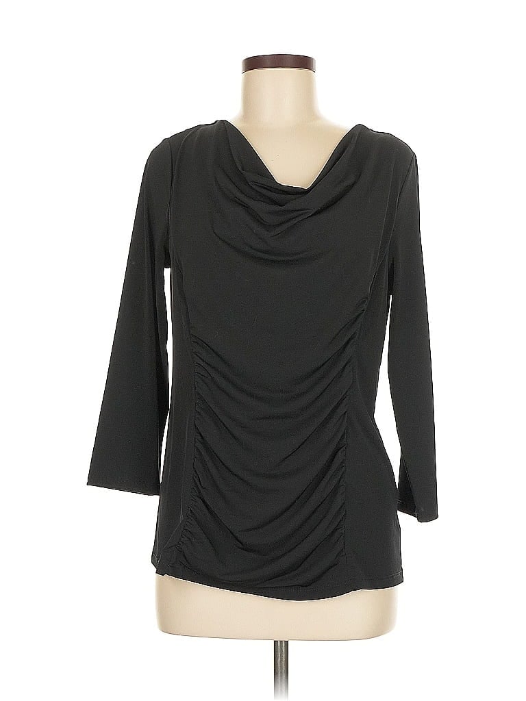 Pre-owned Dana Buchman 3/4 Sleeve Top Black Cowl Neck Tops