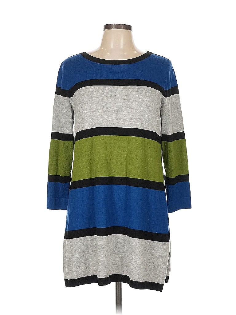 Joseph A. Color Block Gray Casual Dress Size L - photo 1