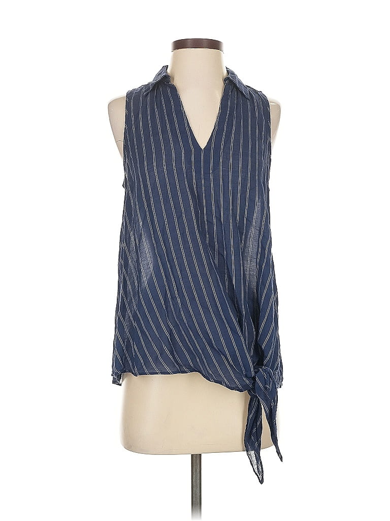Pre-owned Naked Zebra Sleeveless Blouse In Blue
