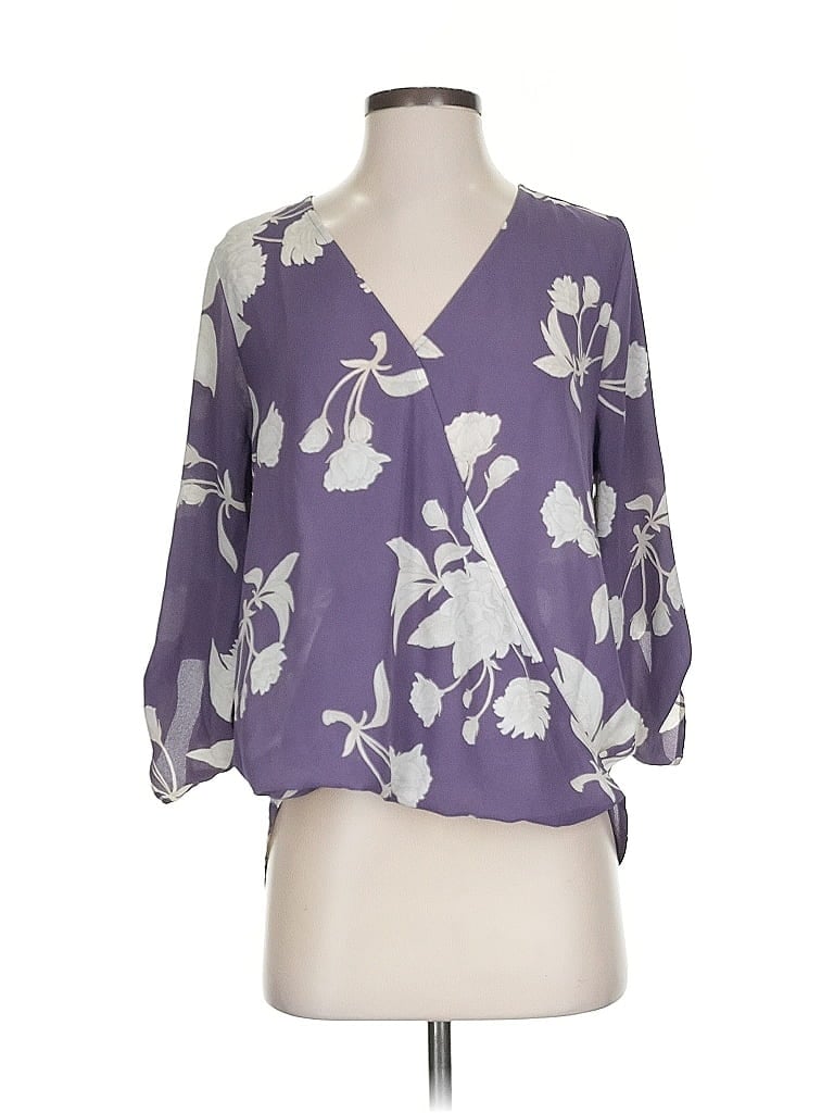 West Kei 100% Polyester Purple 3/4 Sleeve Blouse Size S - photo 1