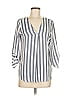 Stradivarius 100% Polyester Stripes Gray 3/4 Sleeve Blouse Size M - photo 1
