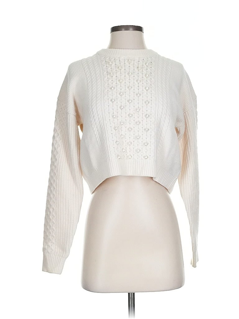 Pre-owned Intermix Wool Pullover Sweater In White