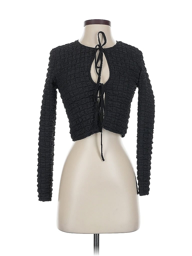 Pre-owned Urban Outfitters Long Sleeve Top Black Keyhole Neckline Tops