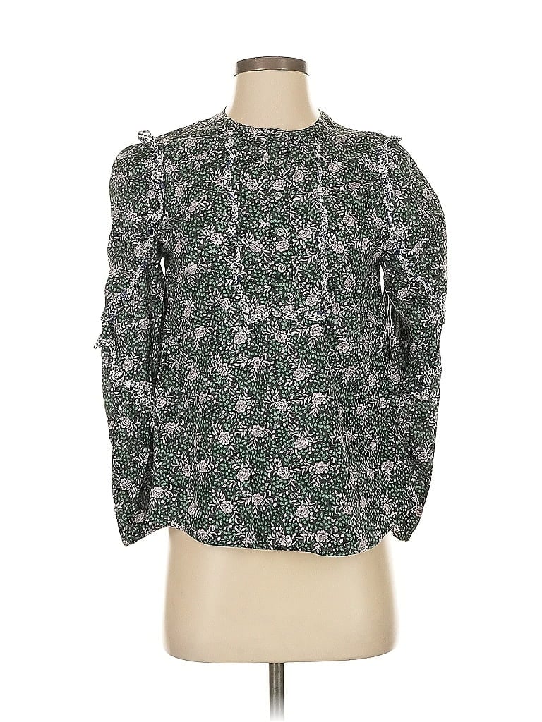 Pre-owned Liberty Art Fabrics For J.crew 3/4 Sleeve Blouse In Green