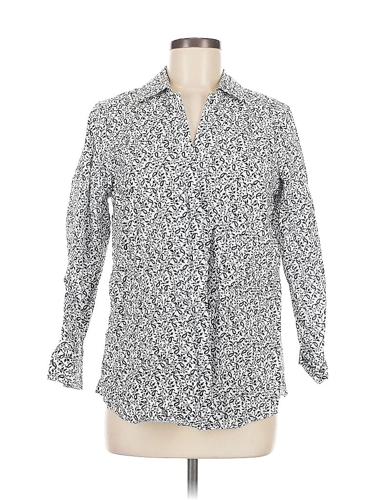 Pre-owned Croft & Barrow Long Sleeve Button Down Shirt In Silver