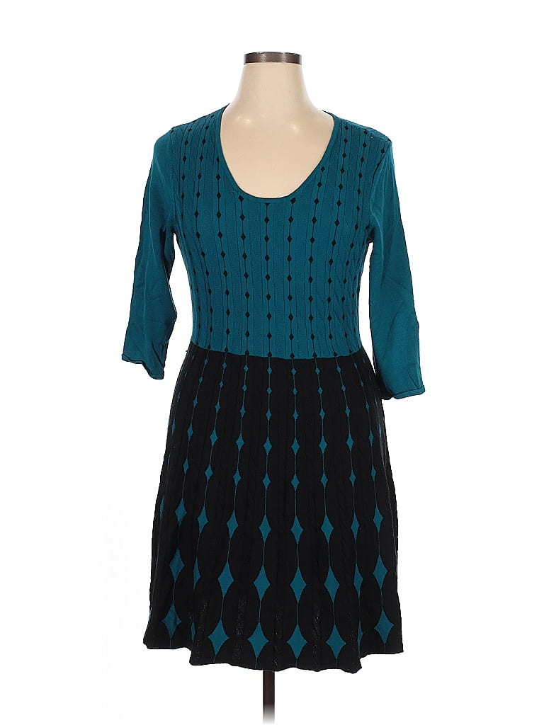Nina Leonard Argyle Teal Casual Dress Size XL - photo 1