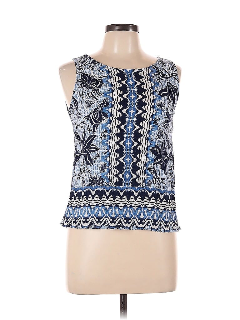 Pre-owned Nicole Miller Sleeveless Blouse In Blue