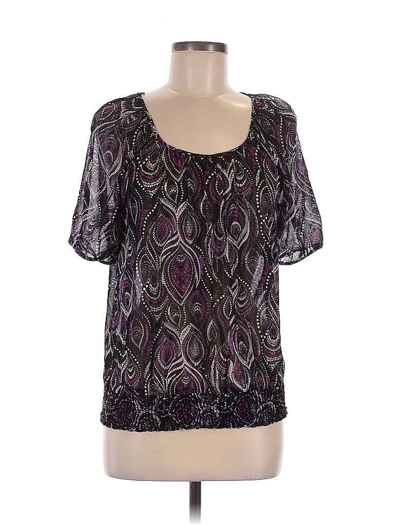 Pre-owned Apt. 9 Short Sleeve Blouse In Purple