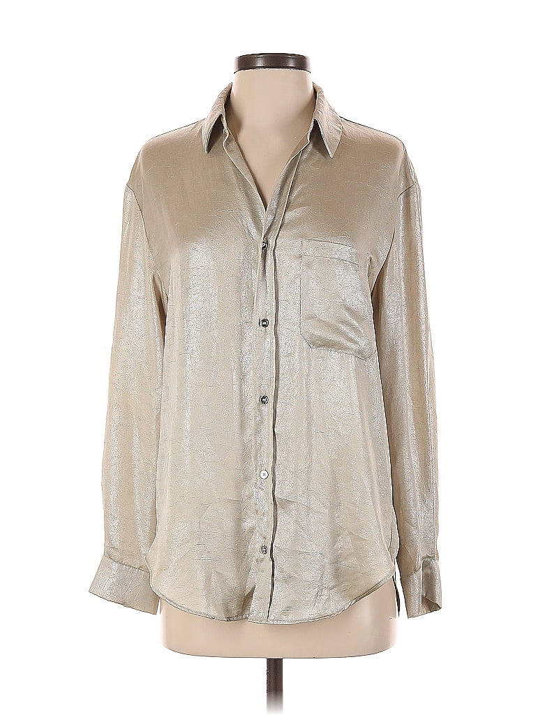 Click to view more detailed imagery on our partner's website Pre-owned Zara Long Sleeve Blouse In Silver