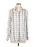 Max Studio 100% Rayon Plaid Ivory Long Sleeve Button-Down Shirt Size M - photo 1