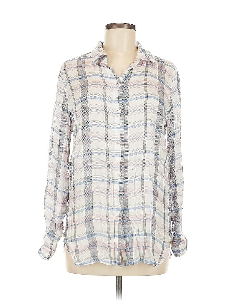 Pre-owned Max Studio Long Sleeve Button Down Shirt In White