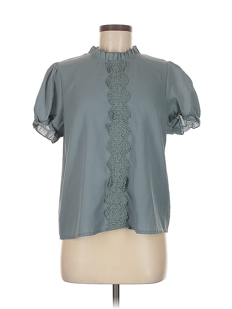 Pre-owned Assorted Brands Short Sleeve Blouse In Gray