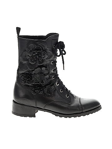 Valentino Garavani Leather Floral Combat Boots (view 1)