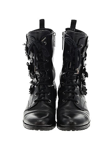 Valentino Garavani Leather Floral Combat Boots (view 2)