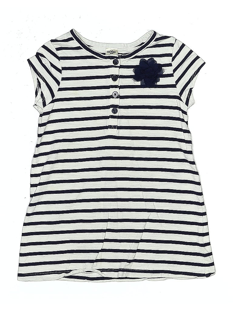 Pre-owned Oshkosh B'gosh Kids' Short Sleeve Top Ivory Keyhole Neckline Tops In White