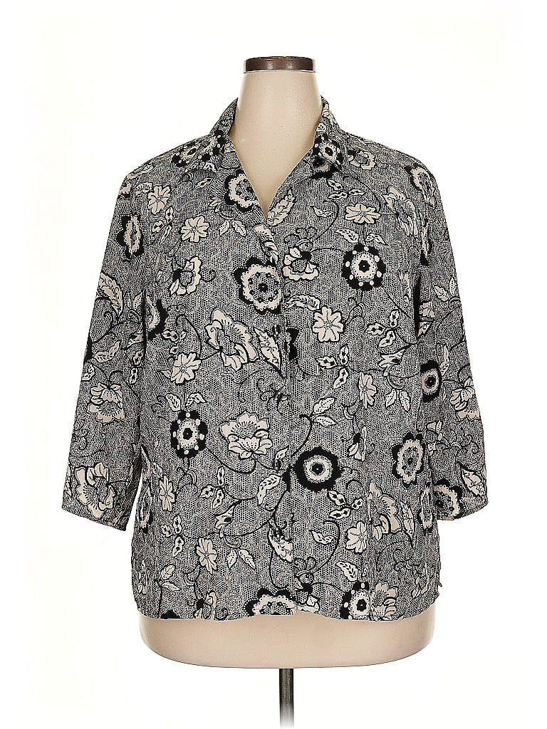 Click to view more detailed imagery on our partner's website Pre-owned Notations 3/4 Sleeve Blouse In Gray