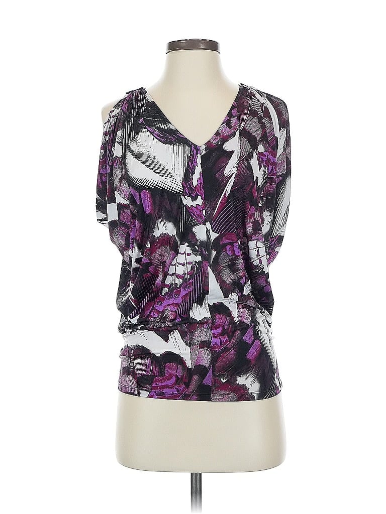 Pre-owned Guess Short Sleeve Blouse In Purple