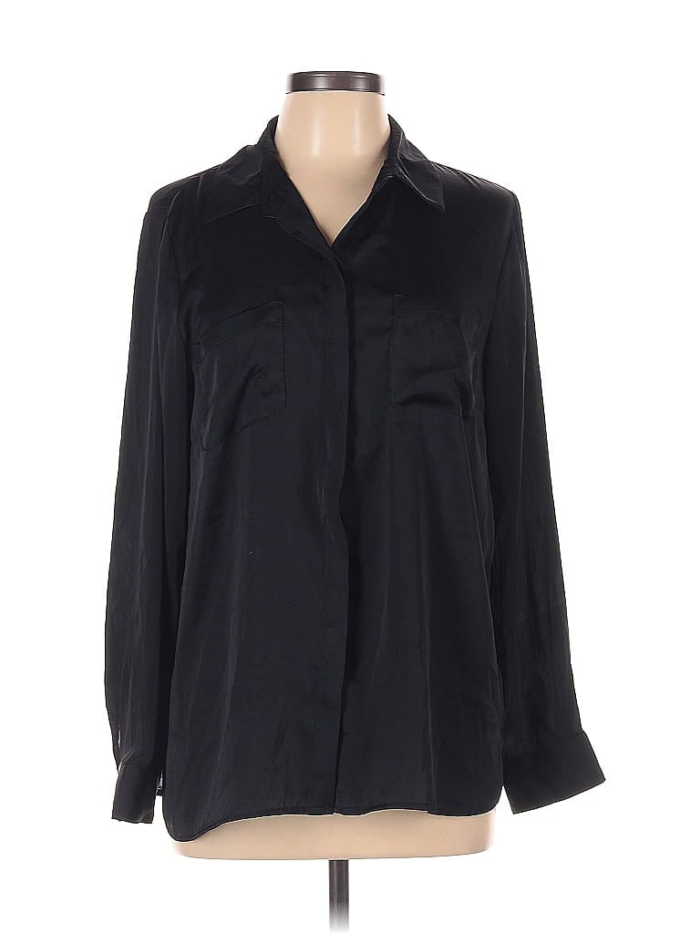 Pre-owned Inc International Concepts Long Sleeve Blouse In Black