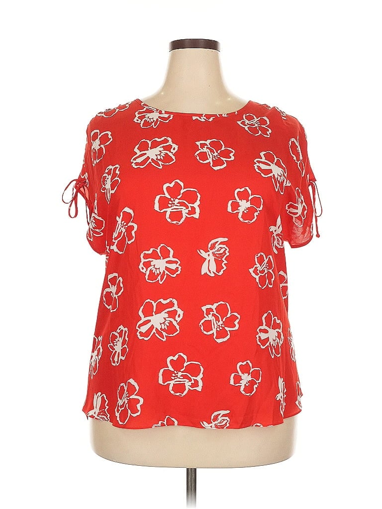 FORTUNE + IVY Pre-owned Short Sleeve Blouse In Red