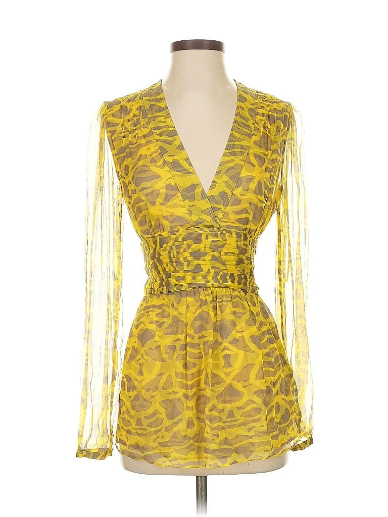 Catherine Malandrino 100% Silk Yellow Sleeveless Silk Top Size 0 - photo 1