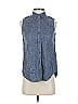 Theory Solid Blue Sleeveless Button-Down Shirt Size P (petite) - photo 1