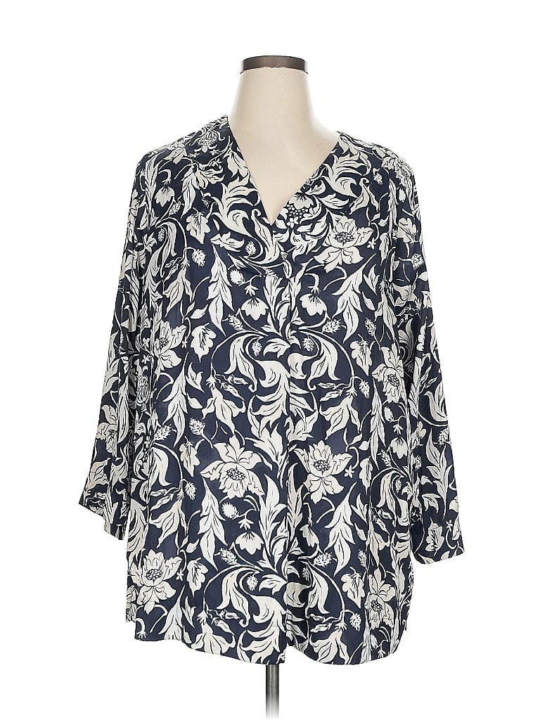 Pre-owned Lane Bryant 3/4 Sleeve Blouse In Blue