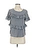HD in Paris 100% Silk Gray Short Sleeve Top Size M - photo 1