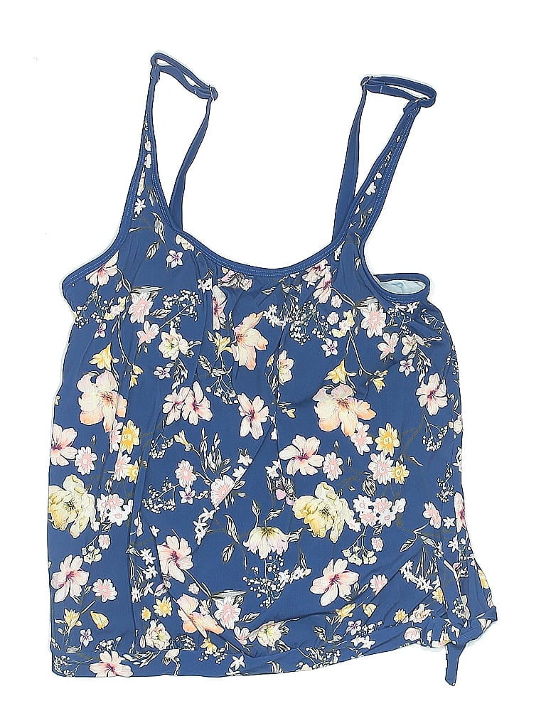Cupshe Swimsuit Top Blue Floral Pattern Swimwear In Blue